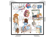 Watercolor Traveler Clipart, an Illustration by CraftCrateShop (Thumbnail 6 of 7)
