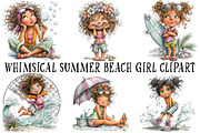 Whimsical Summer Beach Girl Clipart, an Illustration by OK Design (Thumbnail 2 of 6)