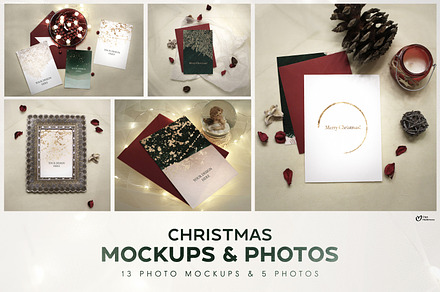 Christmas card mockups & Photos, a Print Template by ollalya