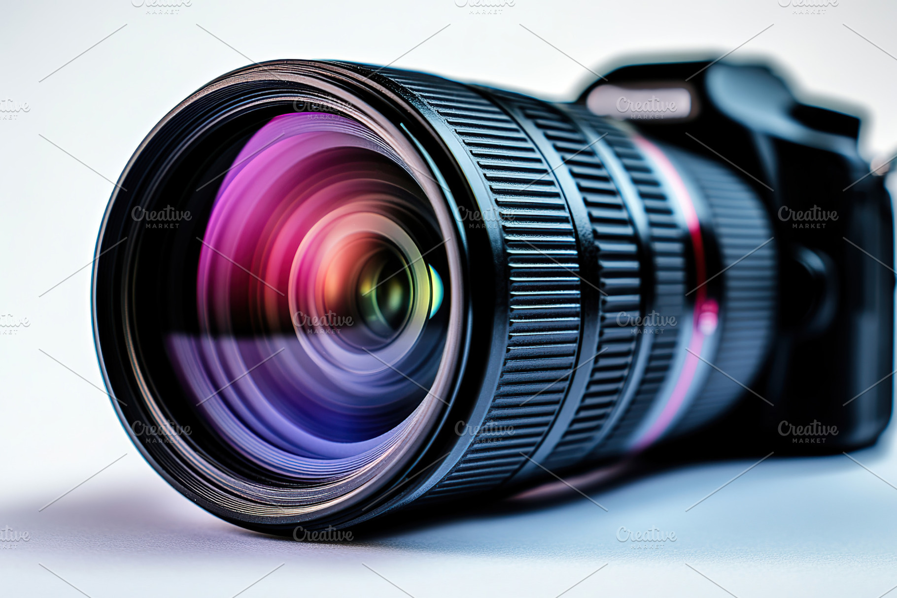 New camera lens on white background, a Technology Photo by AlyaAnd