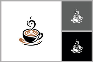 Coffee Cup Logo with Steam Swirl, a Branding & Logo Template by quadrazo