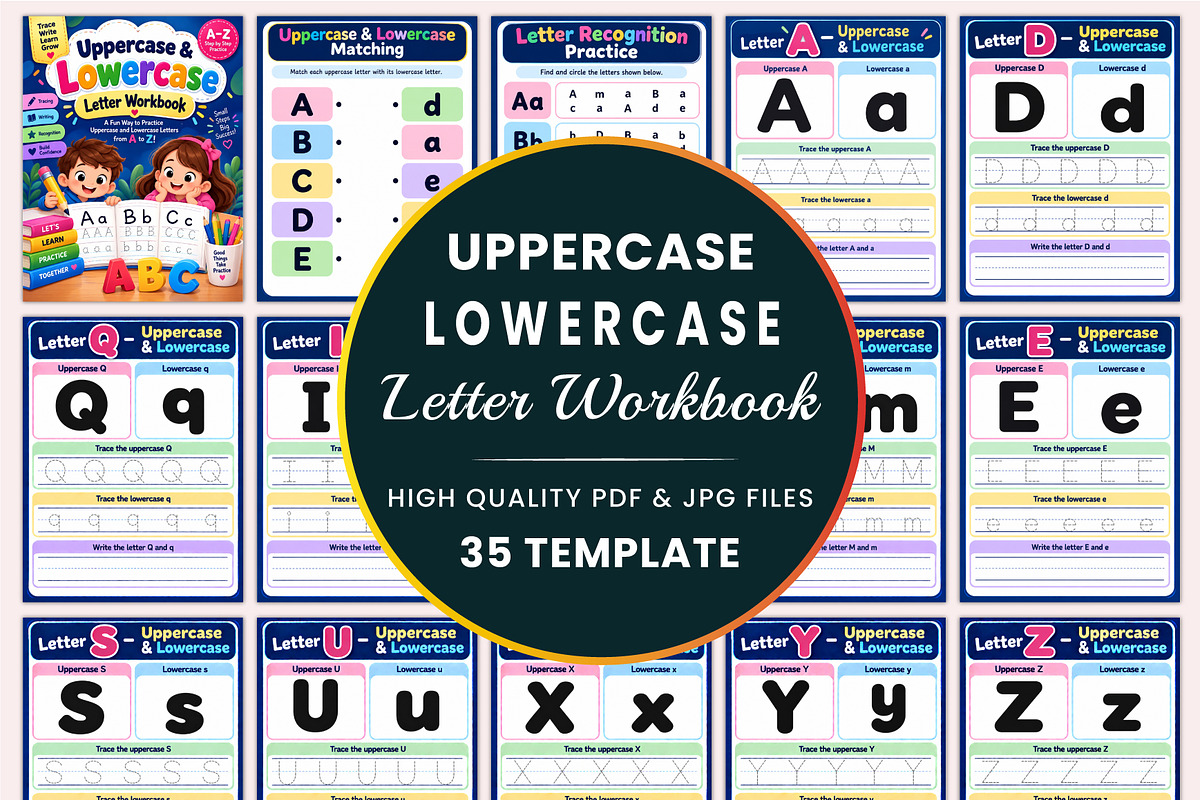 Uppercase & Lowercase Letter Book, a Stationery Template by Shumaya (Photo 1 of 5)