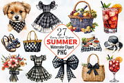 Luxury Black Gingham Summer Clipart, an Illustration by RobertsArt (Thumbnail 1 of 7)