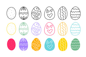 Set of cute hand drawn Easter eggs, an Object Illustration by Tati_Kli