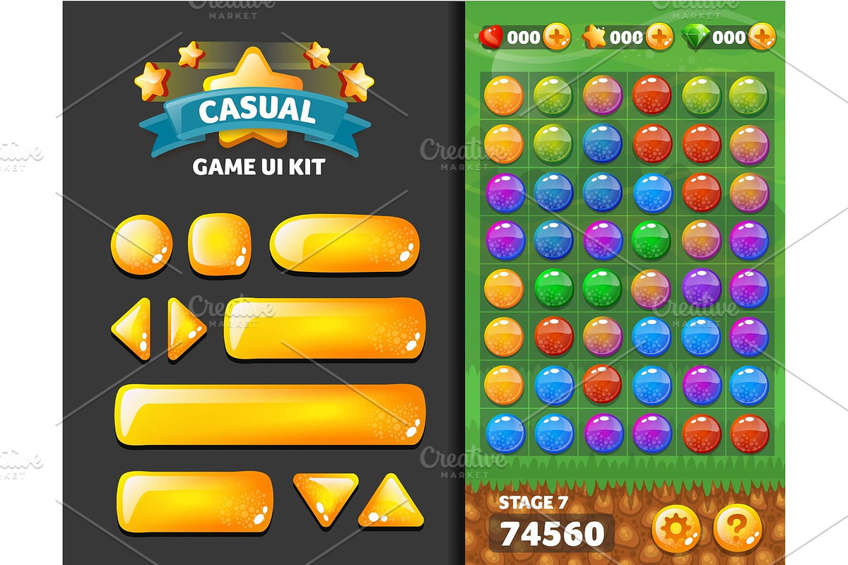 Vector casual glass buttons, a Templates & Theme by ToozDesign