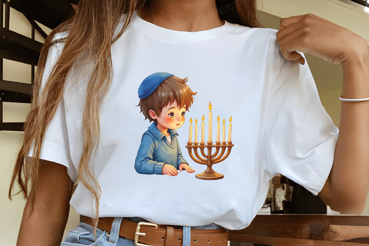 Menorah Boy, Hanukkah Art, Jewish, an Illustration by CrexoraLab (Photo 4 of 5)