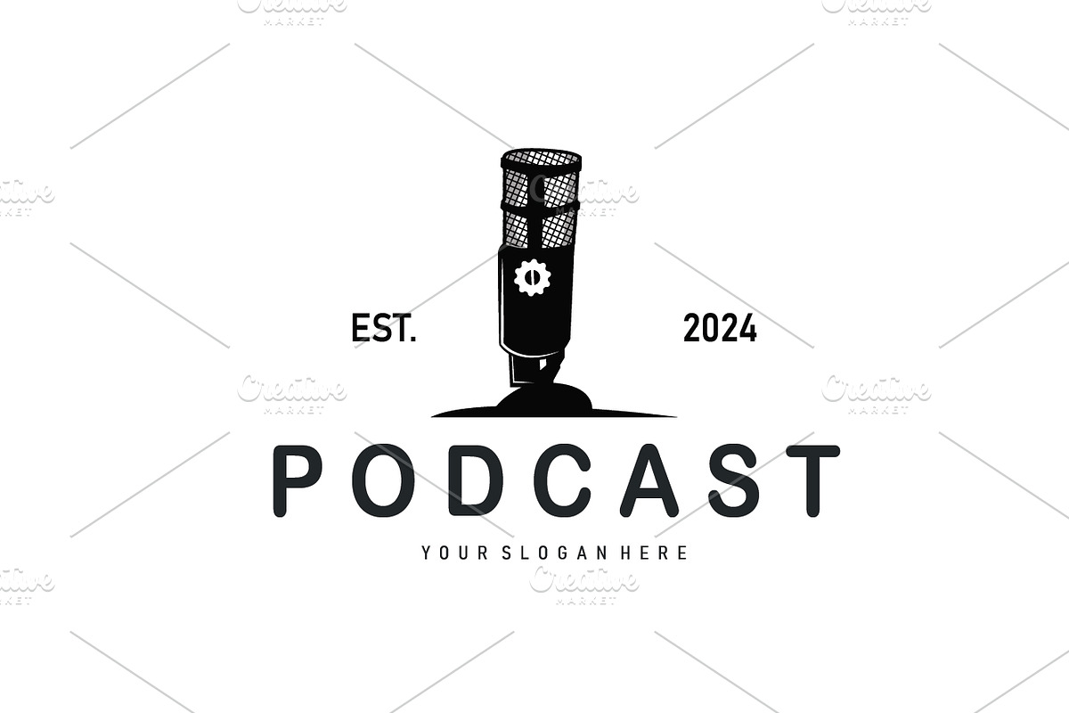 Microphone logo design for podcast, a Branding & Logo Template by Maylianaw28