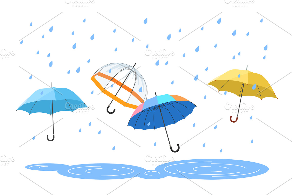 Umbrellas open spring protect, an Illustration by Lemberg Vector