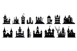 Spooky Black Castles Silhouettes