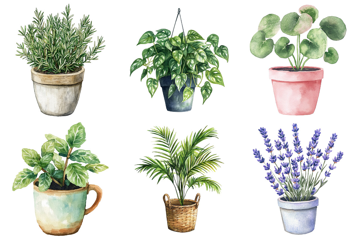 Watercolor Home Plants Clipart, an Illustration by Daily.Designs (Photo 4 of 5)
