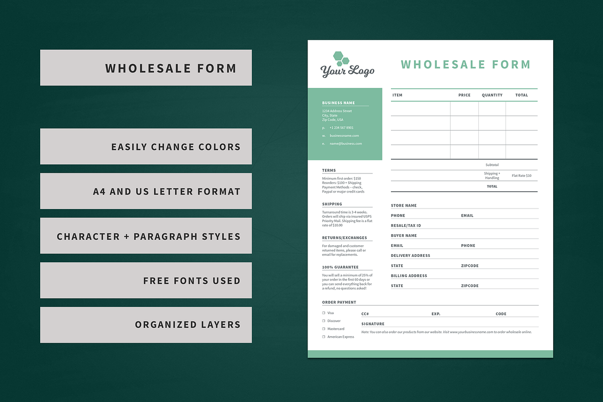 Wholesale Order Form Template, a Stationery Template by Hues of Hodges (Photo 1 of 2)
