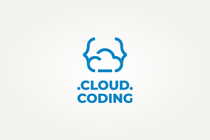 cloud coding line art label logo, a Branding & Logo Template by Blazybone
