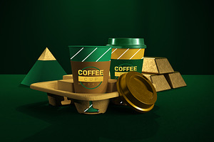 Golden Coffee Cup Mockup