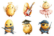 Funny Potato Watercolor Clipart, an Illustration by Dream Creation (Thumbnail 2 of 6)