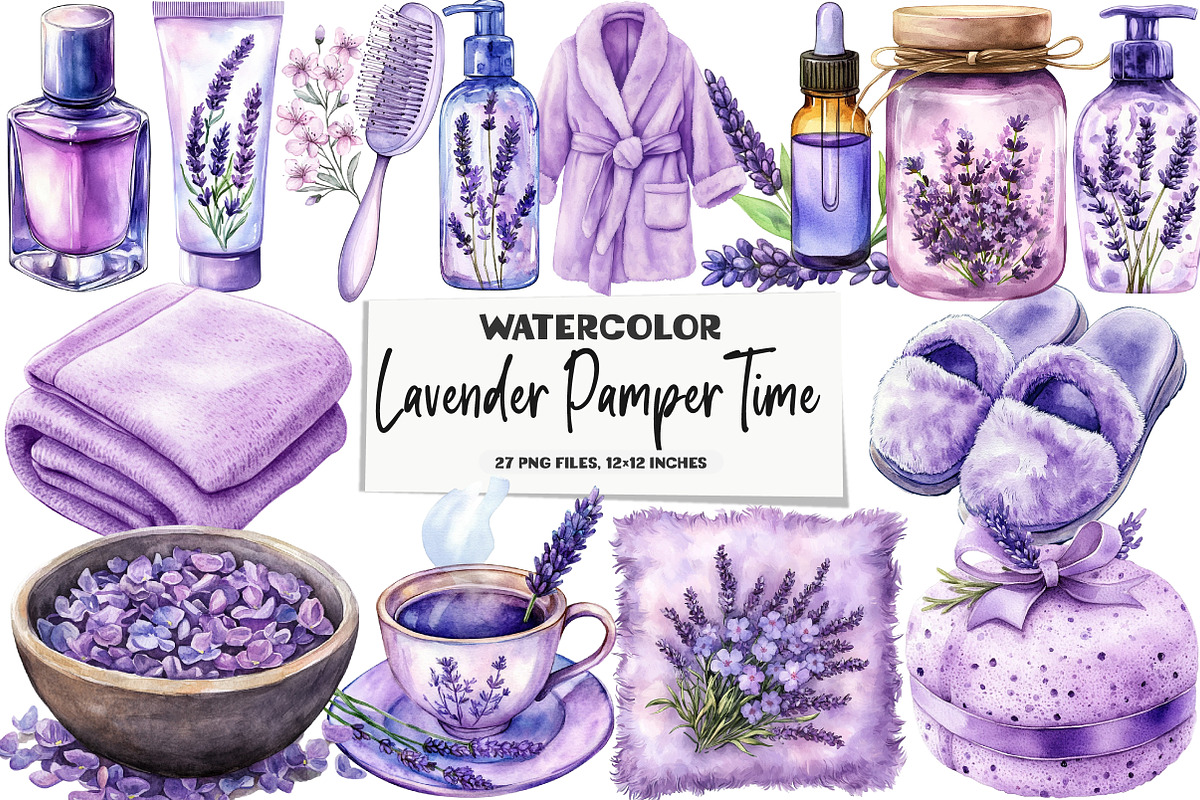 Lavender Pamper Time Clipart, an Illustration by DreamArtGraphic (Photo 1 of 5)
