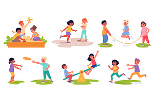 Summer outdoor games. Happy kids, a Person Illustration by YummyBuum