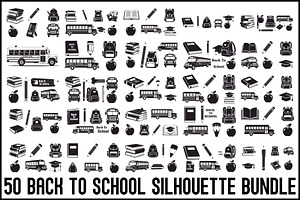 Back To School Silhouette Bundle, an Illustration by Designer_Momina