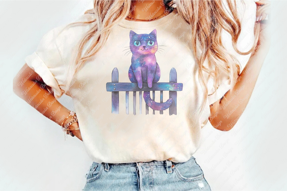 Quirky Cats on a fence clipart, an Illustration by Watercolor design (Photo 5 of 12)