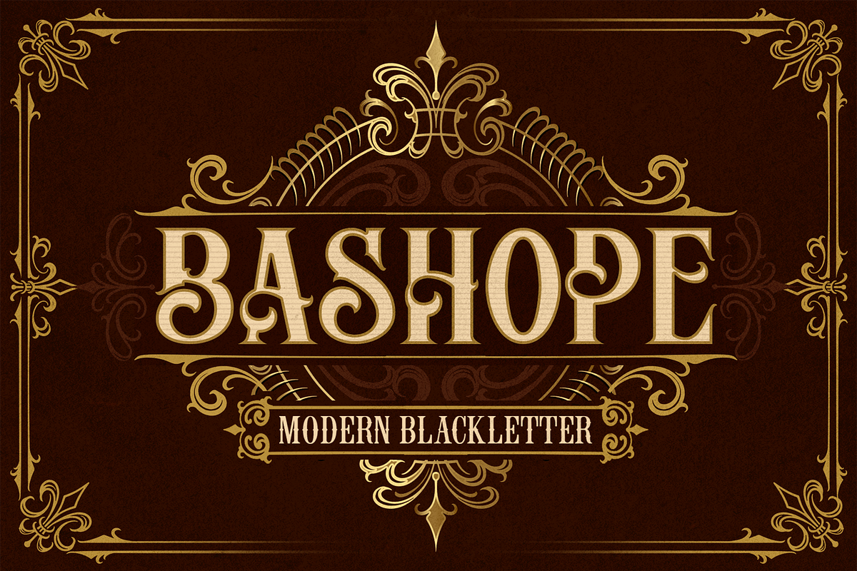 BASHOPE VINTAGE FONT, a Blackletter Font by dansdesign (Photo 1 of 7)
