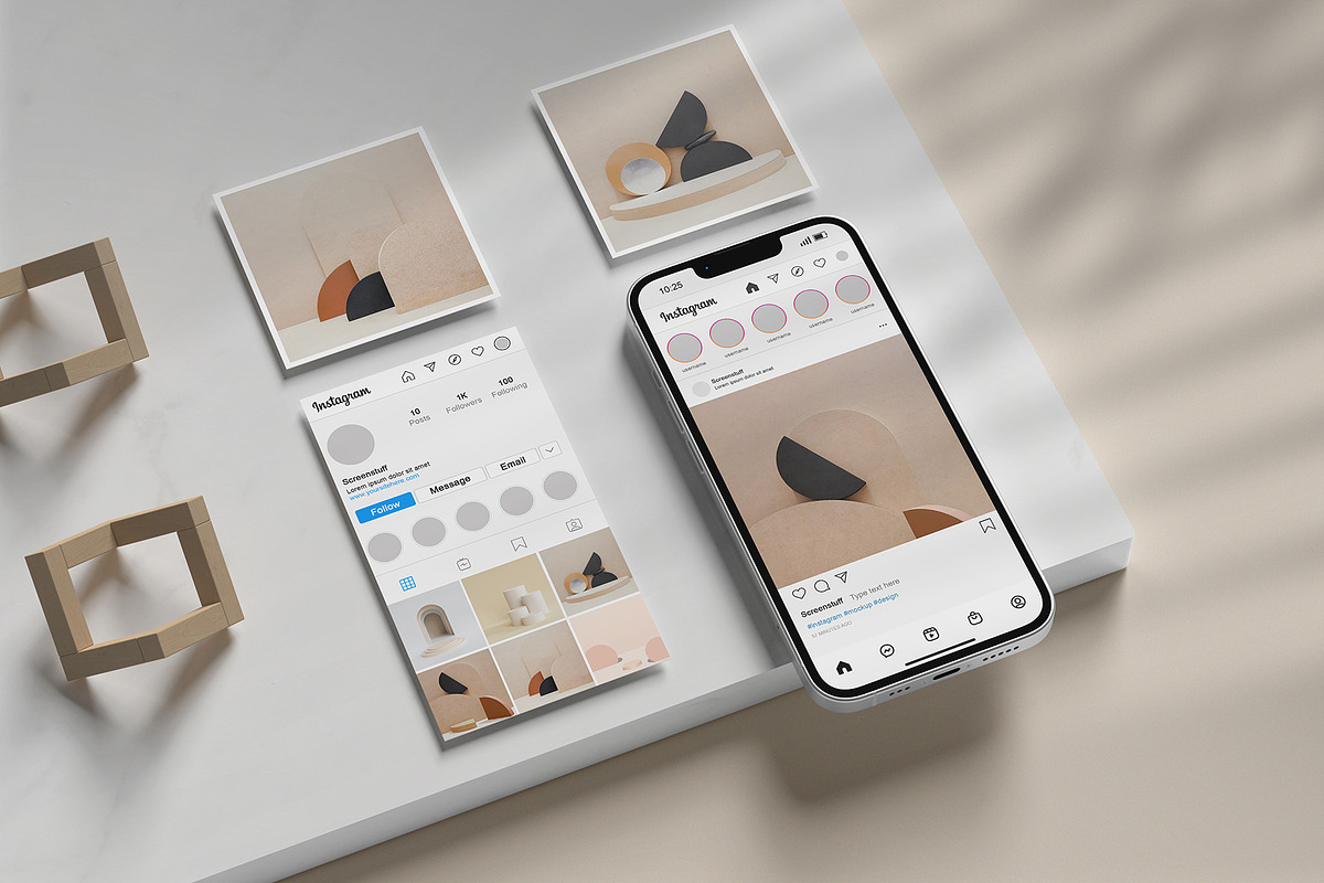 Instagram Post and Stories Mockup, a Device Mockup by graphicstuff.std (Photo 8 of 10)