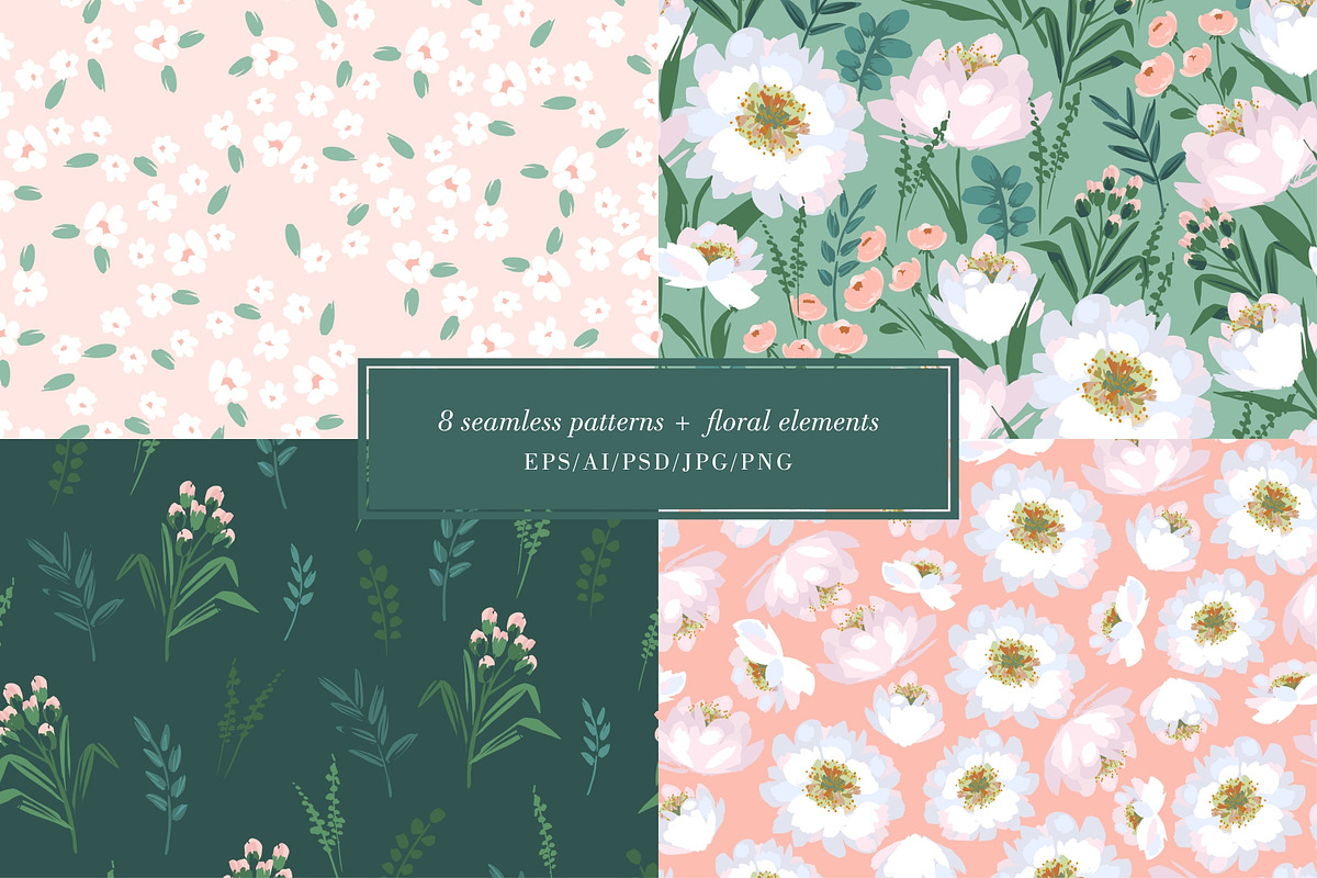 Floral seamless patterns, a Pattern Graphic by Nadia Grapes (Photo 4 of 7)