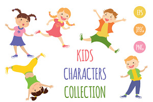 Collection cartoon kids characters
