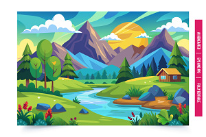 Cabin in a Peaceful Valley, an Illustration by Tanuart