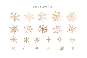 70% SALE - Gold Aesthetic Snowflakes