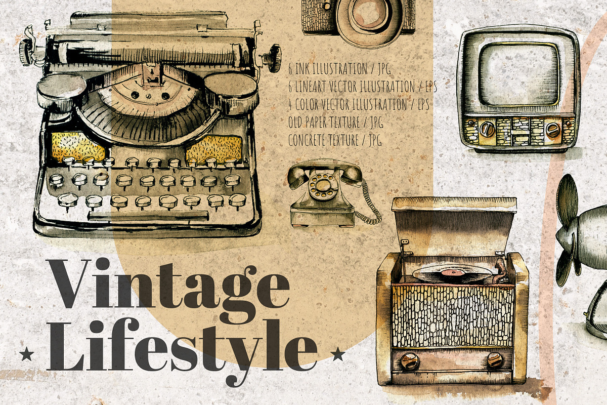 Vintage Lifestyle. Retro devices, a Decorative Illustration by iri-illustration (Photo 1 of 12)