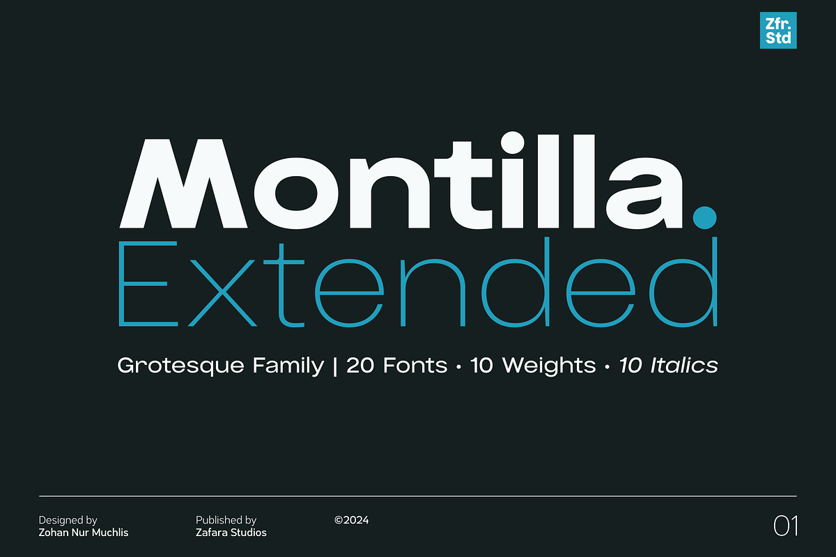 Montilla Extended, a Sans Serif Font by Zafara™ (Photo 1 of 12)