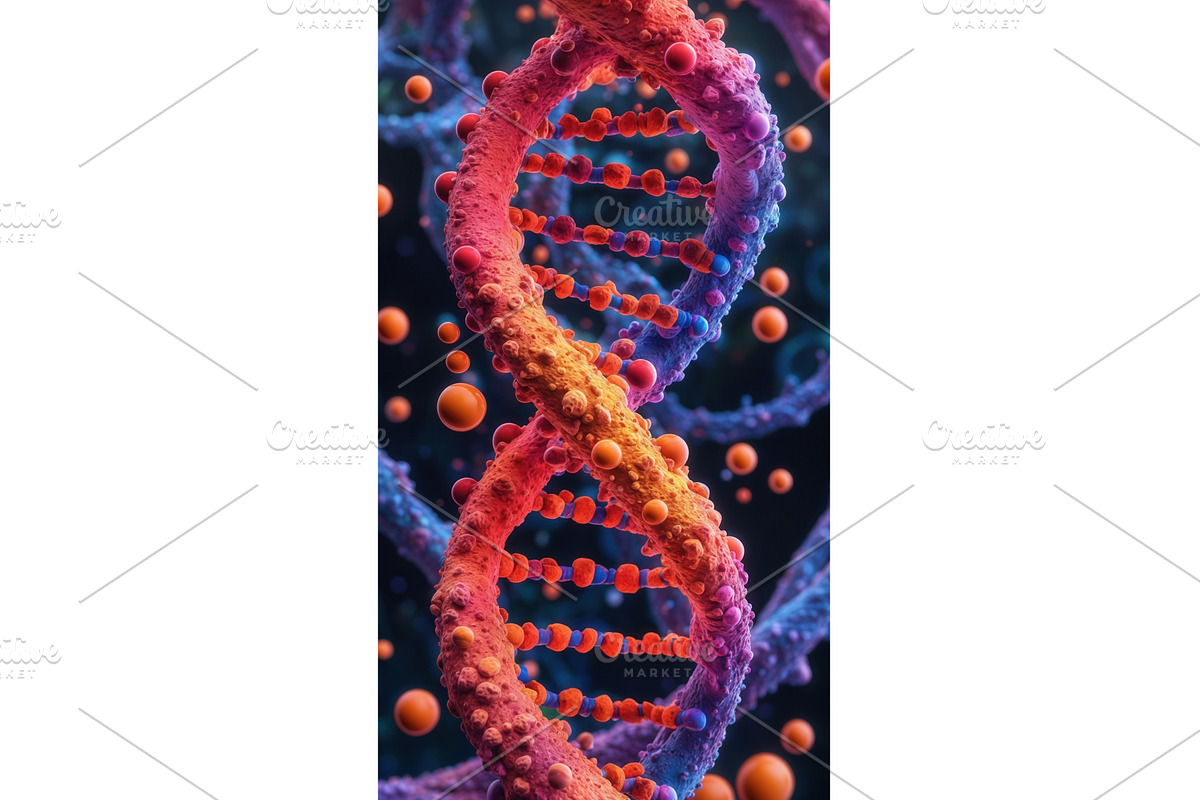 Vibrant 3D illustration of a DNA, an Illustration by tilialucida