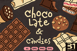 Chocolate & Candies Vector Cliparts