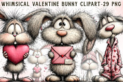 Whimsical Valentine Bunny Clipart, an Illustration by Libby Wishes (Thumbnail 1 of 6)