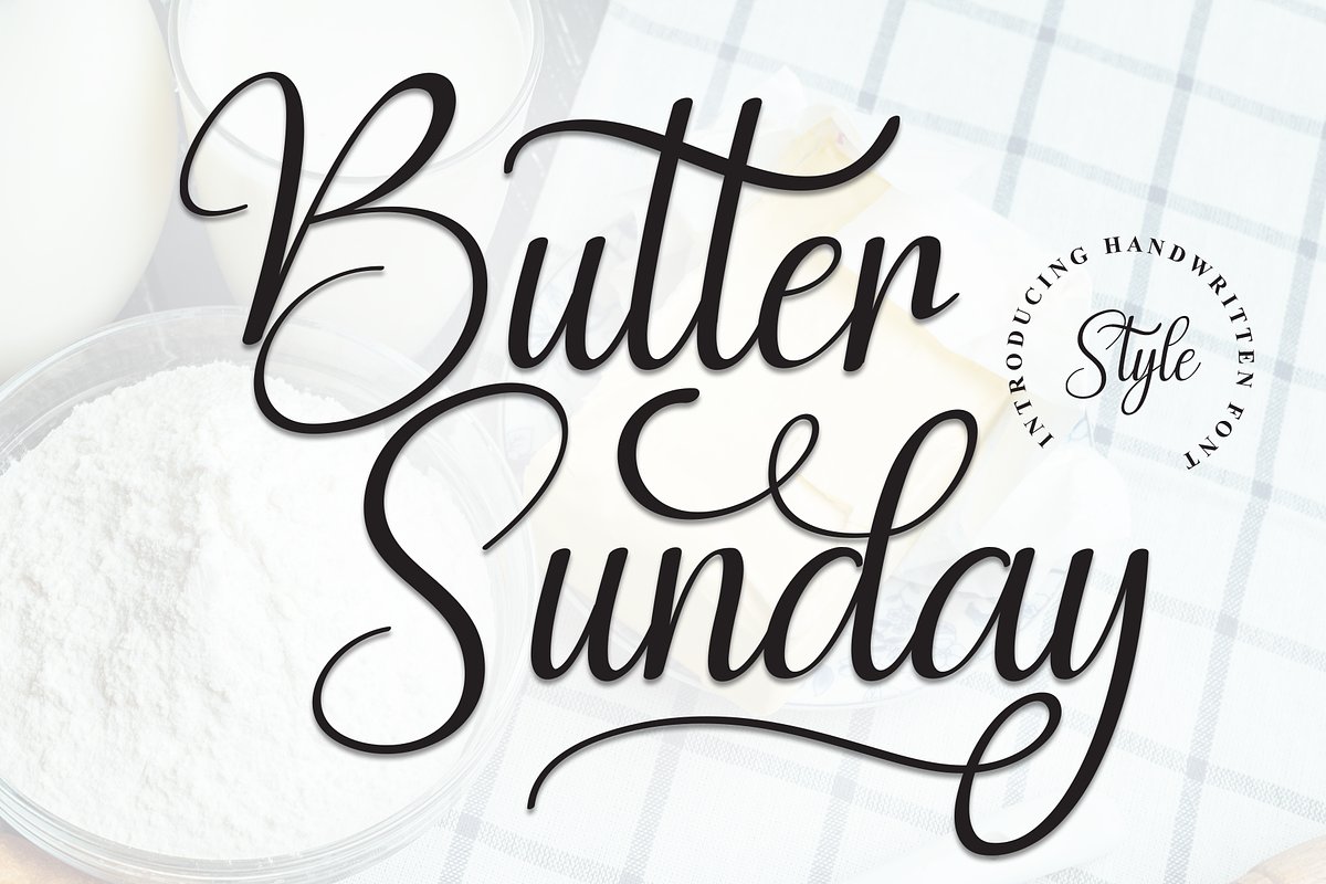 Butter Sunday | Script Font, a Handwritten Font by Scratchones (Photo 1 of 9)
