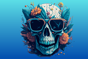 50 Floral Dead Skull Illustrations