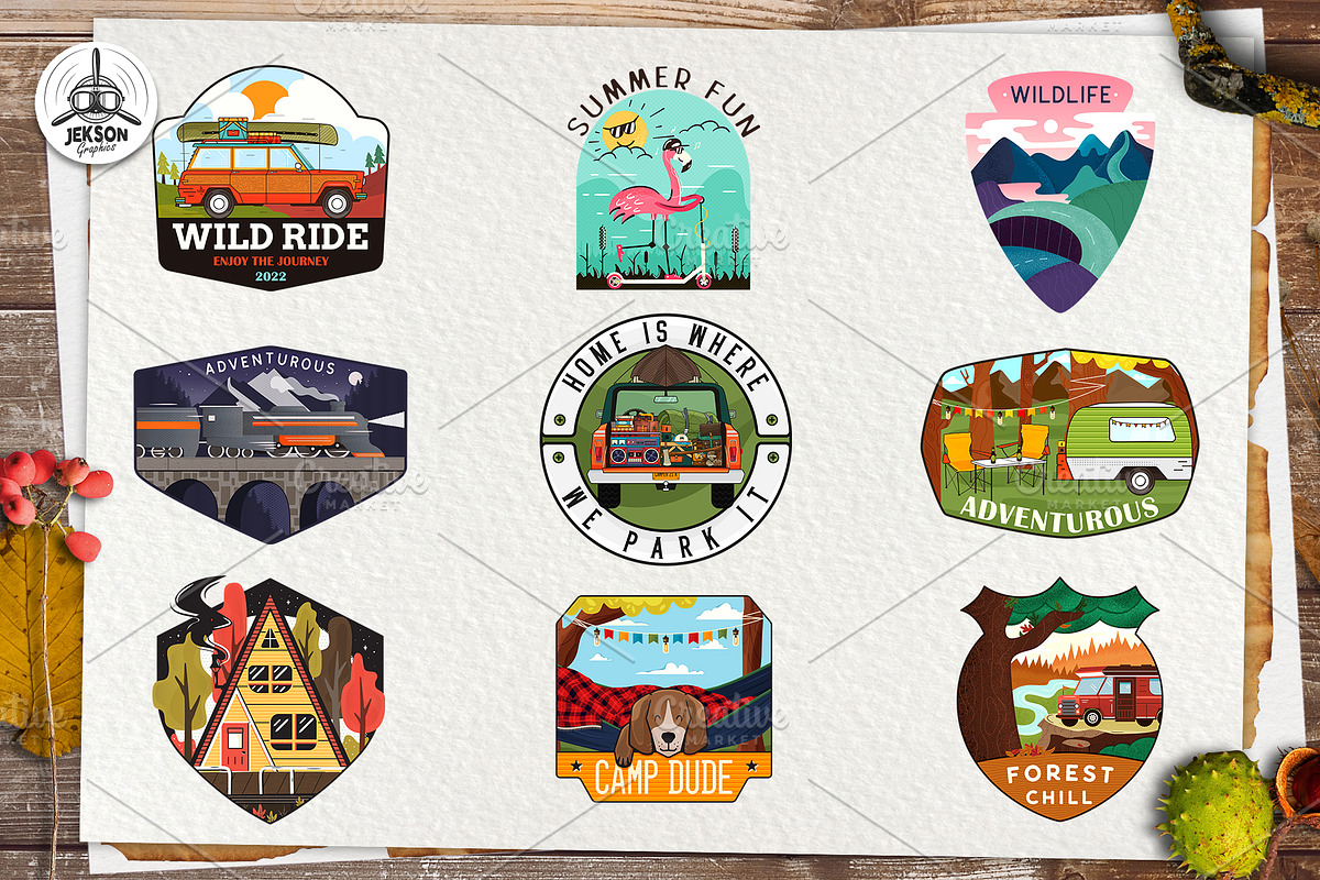 Vintage Camp Badge Logo Mega Kit, a Branding & Logo Template by JeksonGraphics (Photo 9 of 37)
