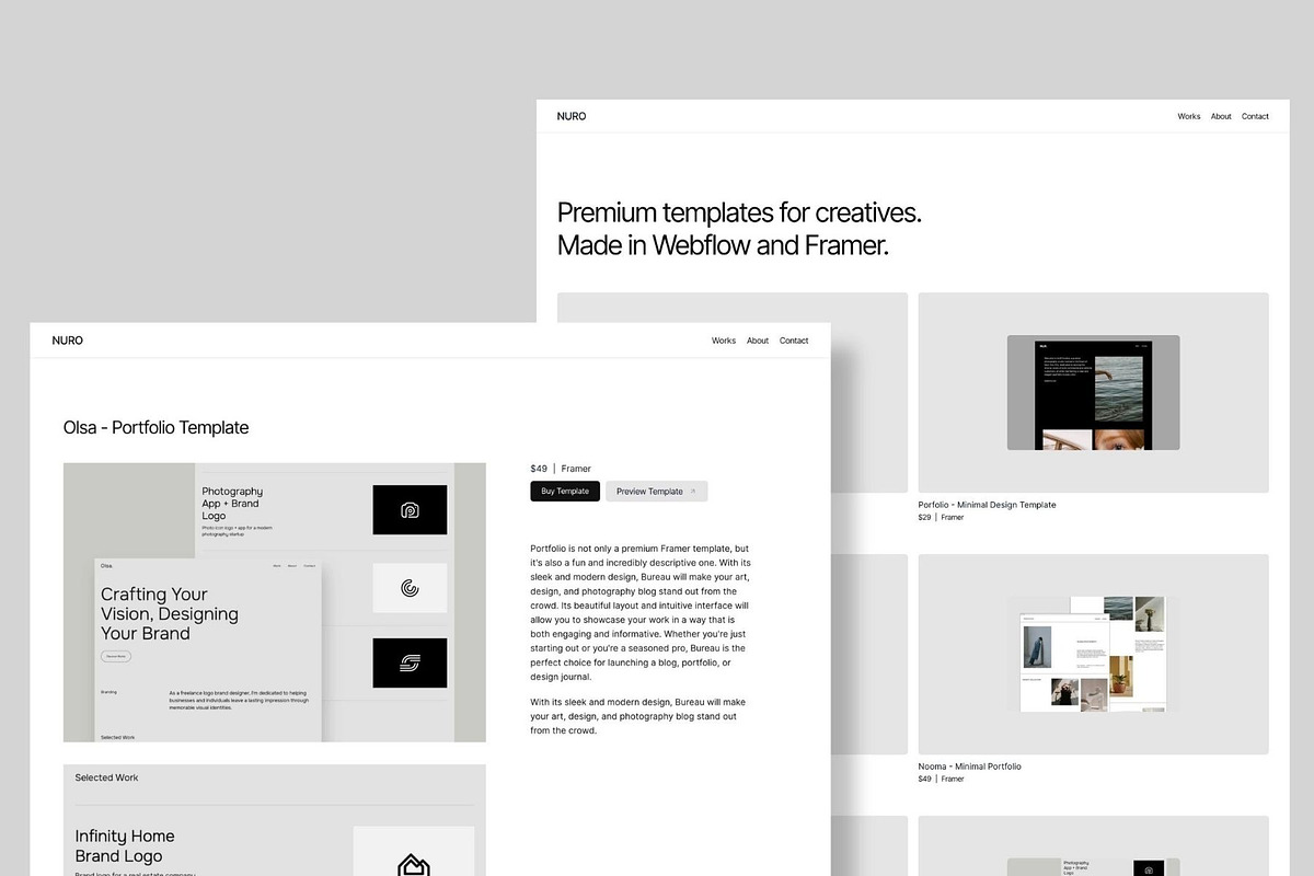 Nuro - Framer Portfolio Template, a Websites & App Template by PixaSquare (Photo 3 of 3)