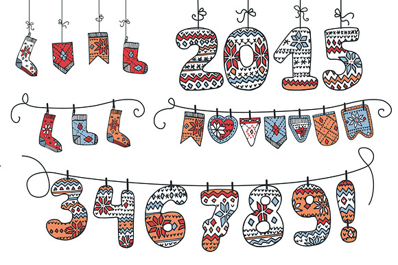 Christmas garland of knitted figures preview 2