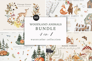Woodland Animals Bundle - Watercolor