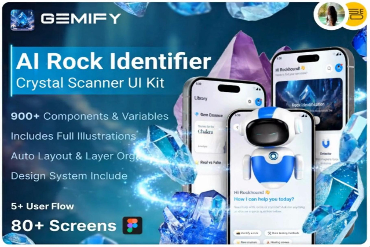 AI Rock Scanner: Identify Rocks, an UI Kit Template by Creative Perspective (Photo 2 of 5)