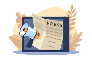 Media press release. Newspaper, a Technology Illustration by YummyBuum