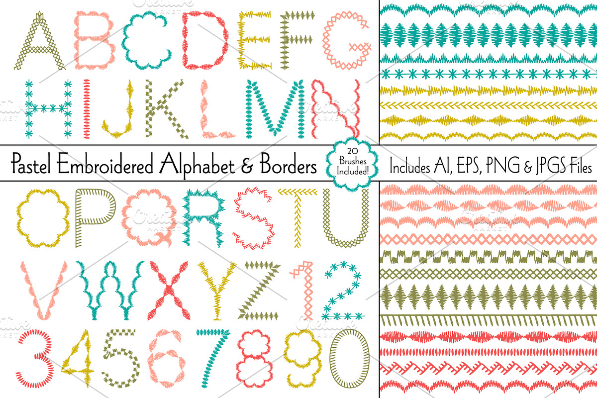 Embroidered Alphabet & Brushes, a Brush Add-On by Melissa Held Designs (Photo 1 of 5)