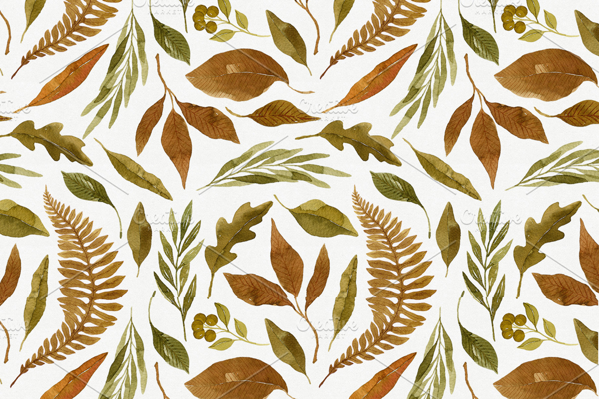 Watercolor Autumn Leaves Bundle, an Illustration by Helga Wigandt (Photo 8 of 18)