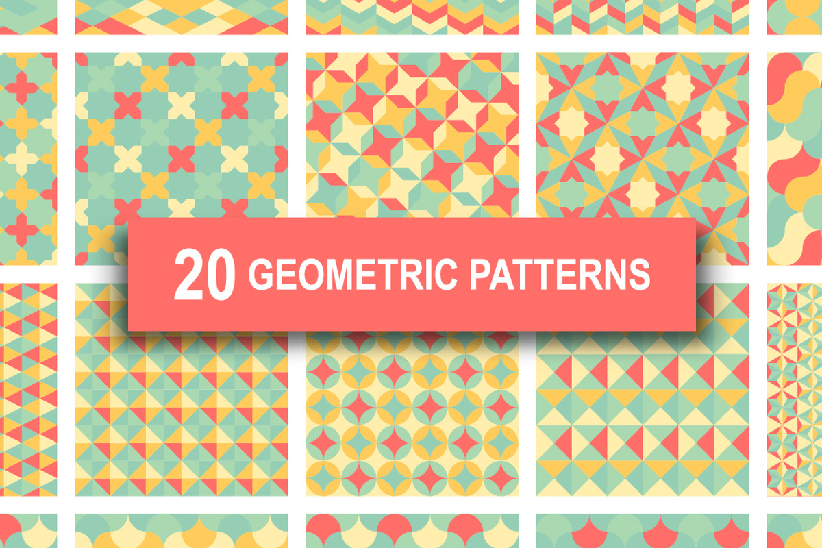 Pastel Geometric Retro Patterns, a Background Graphic by Atthameeni (Photo 1 of 3)