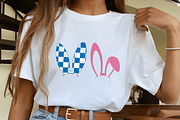 Checkered Pink Bunny Ears Easter SVG, an Illustration by CrexoraLab (Thumbnail 1 of 4)