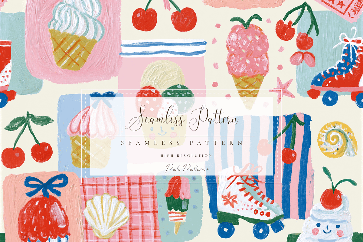 Cute Ice Cream Seamless Pattern, a Pattern Graphic by Pati Charm Studio (Photo 1 of 6)