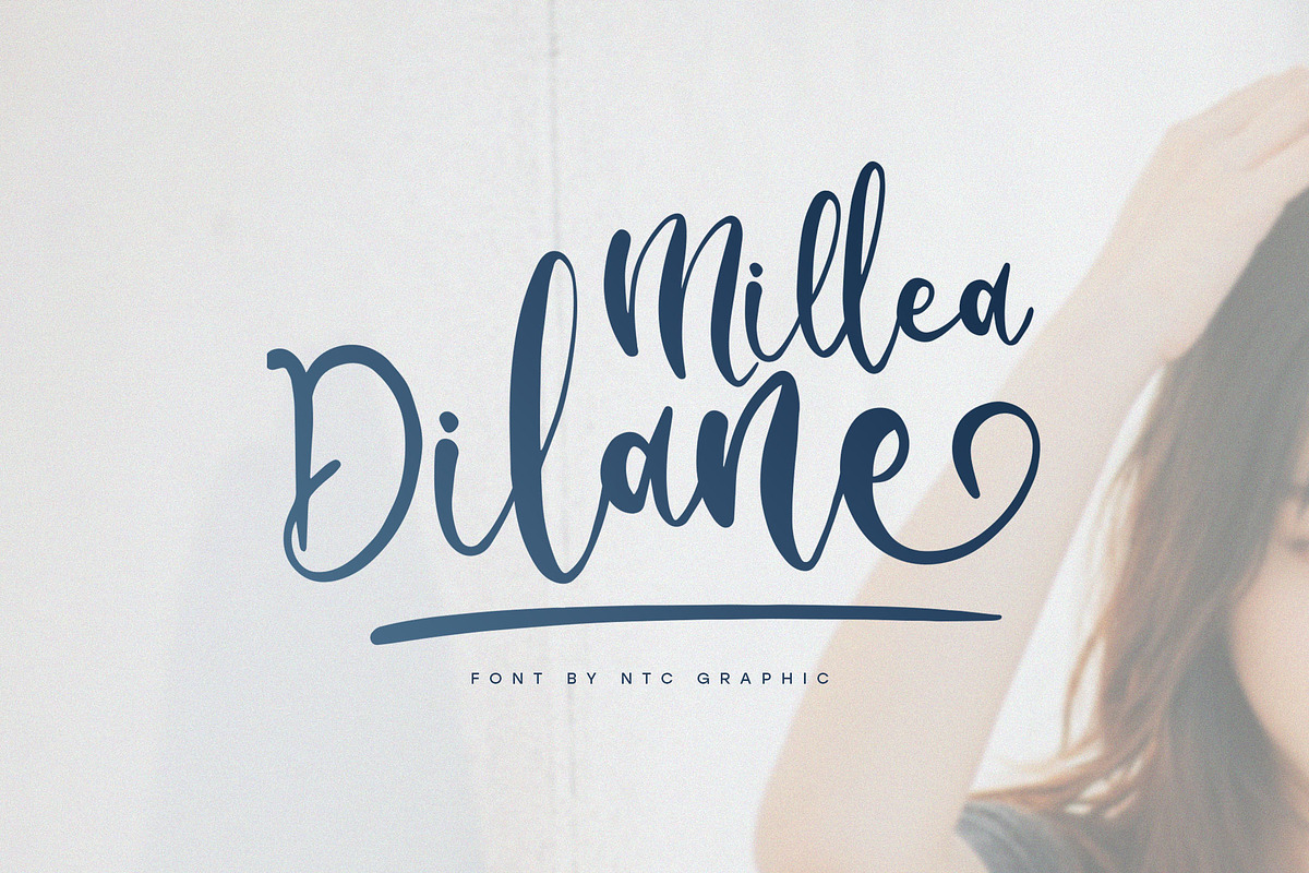 Millea Dilane Script Font, a Script Font by NTC Graphic (Photo 1 of 7)