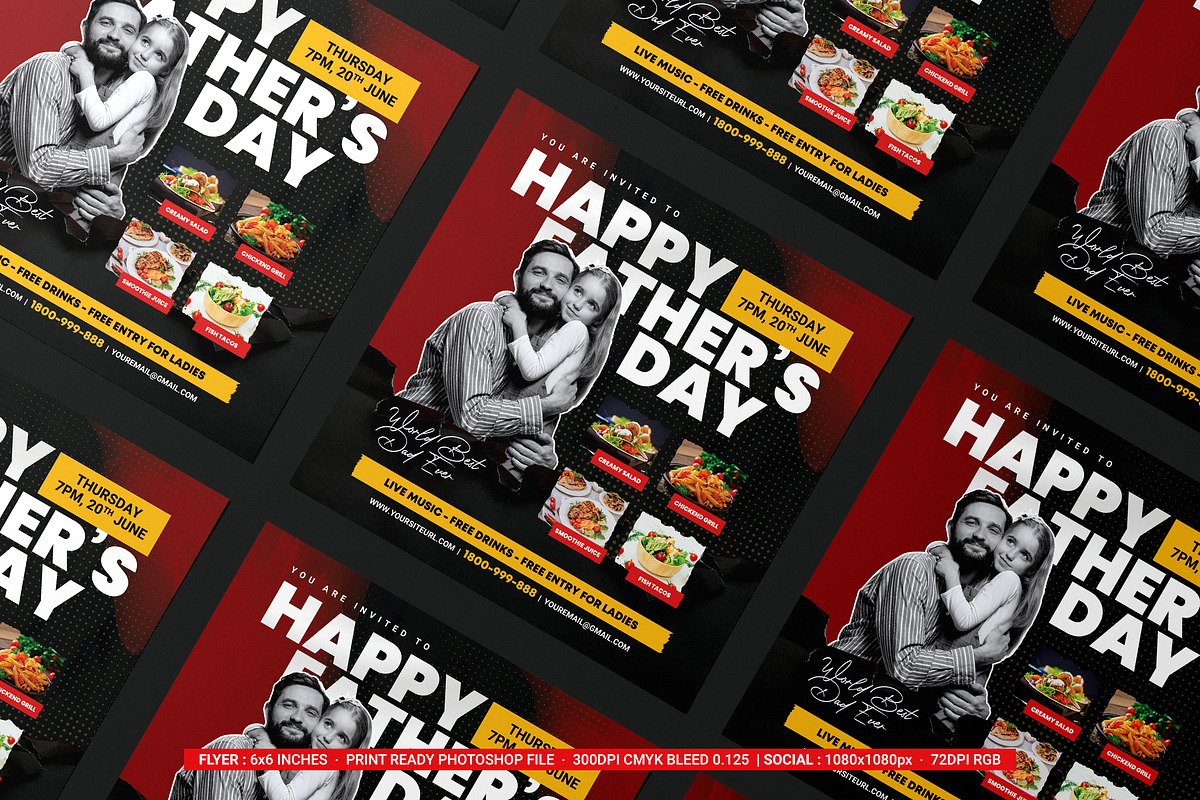 Fathers Day Flyer & Socials Media, a Flyer Template by iDoodle Studio