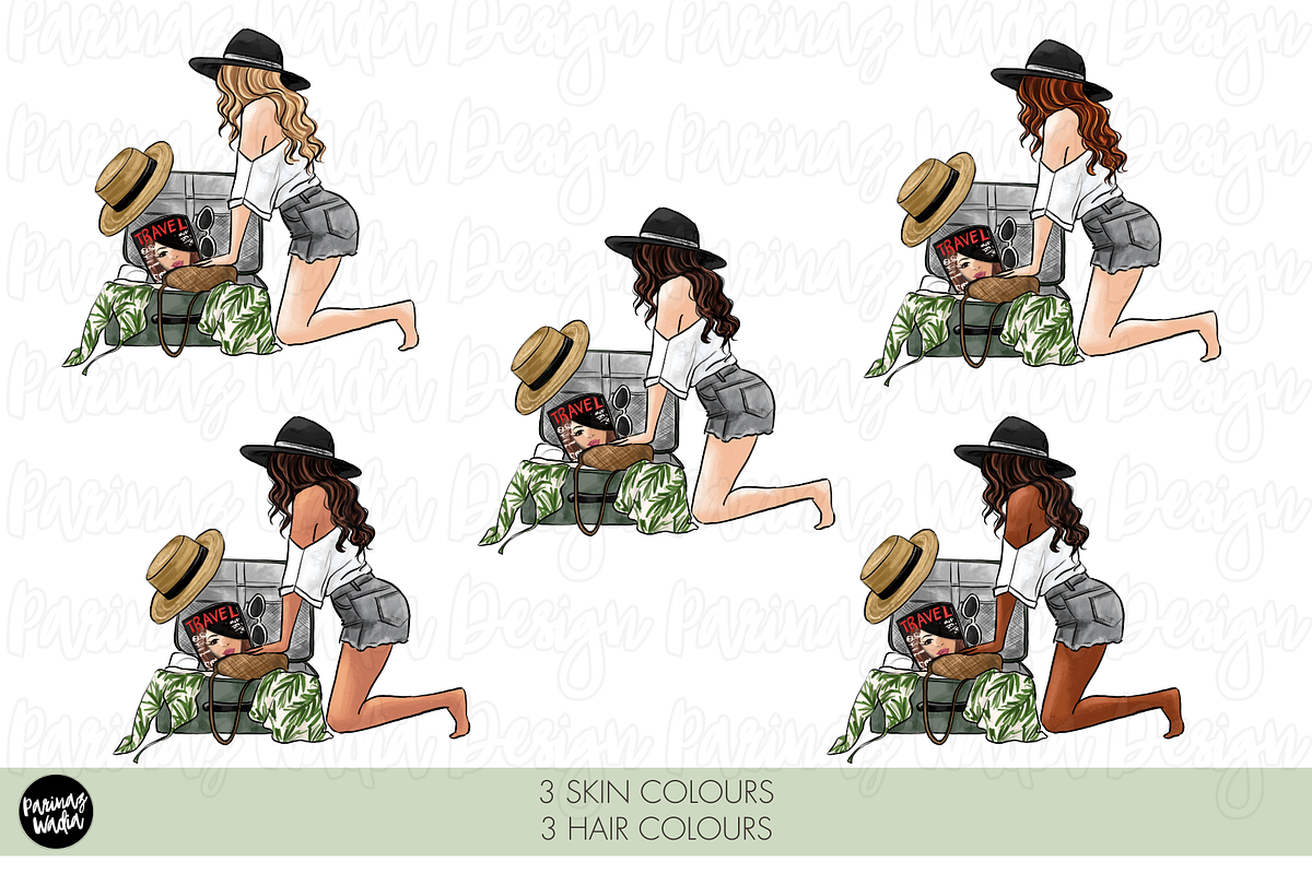 Neutral travel girls clipart set png, a Person Illustration by Parinaz Wadia Design (Photo 6 of 10)