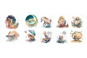 Whimsical Watercolor Collection Of